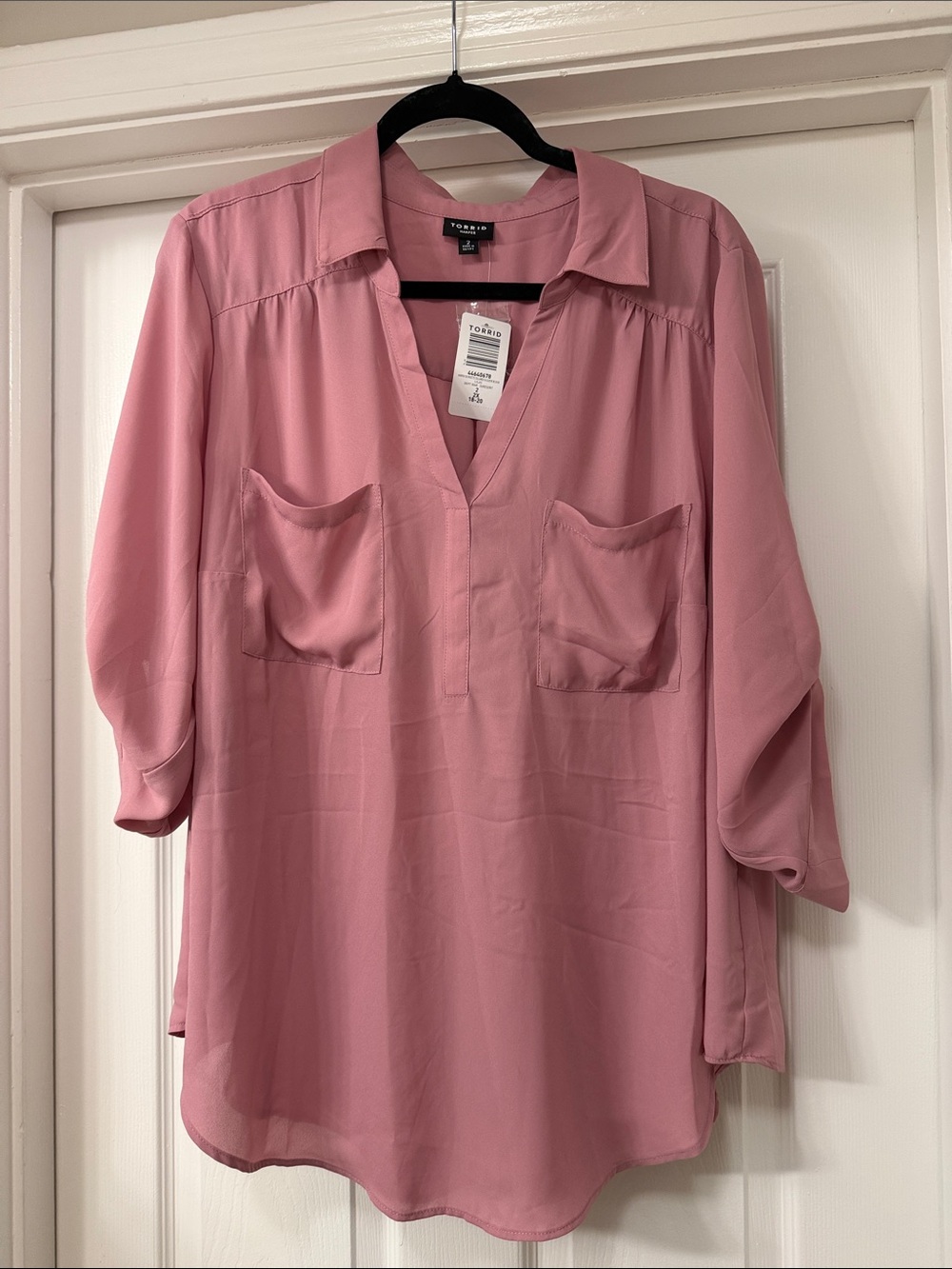 torrid Dusty Rose Split-Neck Pocket Tunic